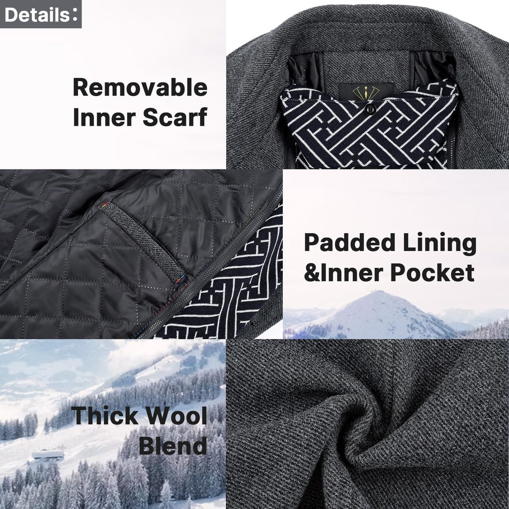 Ullkappa för män vinter varm trenchcoat herr tjock överrock business slim fit overcoat