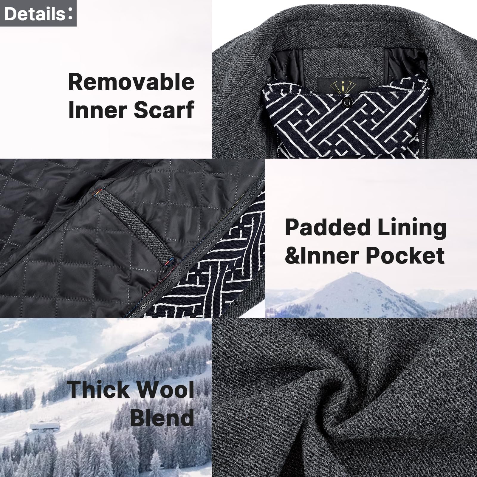 Ullkappa för män vinter varm trenchcoat herr tjock överrock business slim fit overcoat