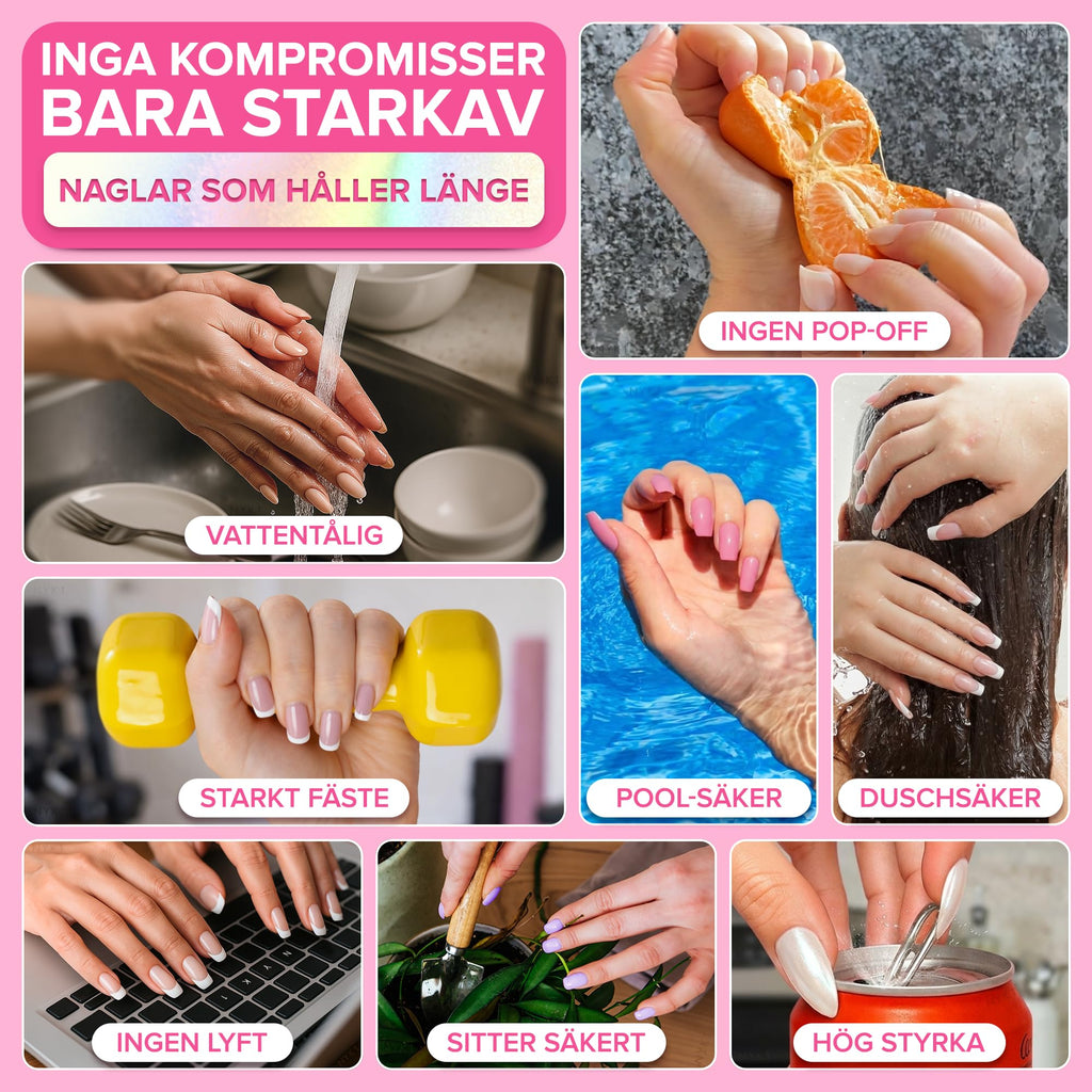 NYK1 Extrastarkt Nagellim Med Borste (8ml) Nail Bond Borste På Nagellim Extra Starkt För Akryl Tips Spiktips Nageltips, Konstgjorda Naglar Och Falska Naglar - Svampdämpande Falskt Nagellim