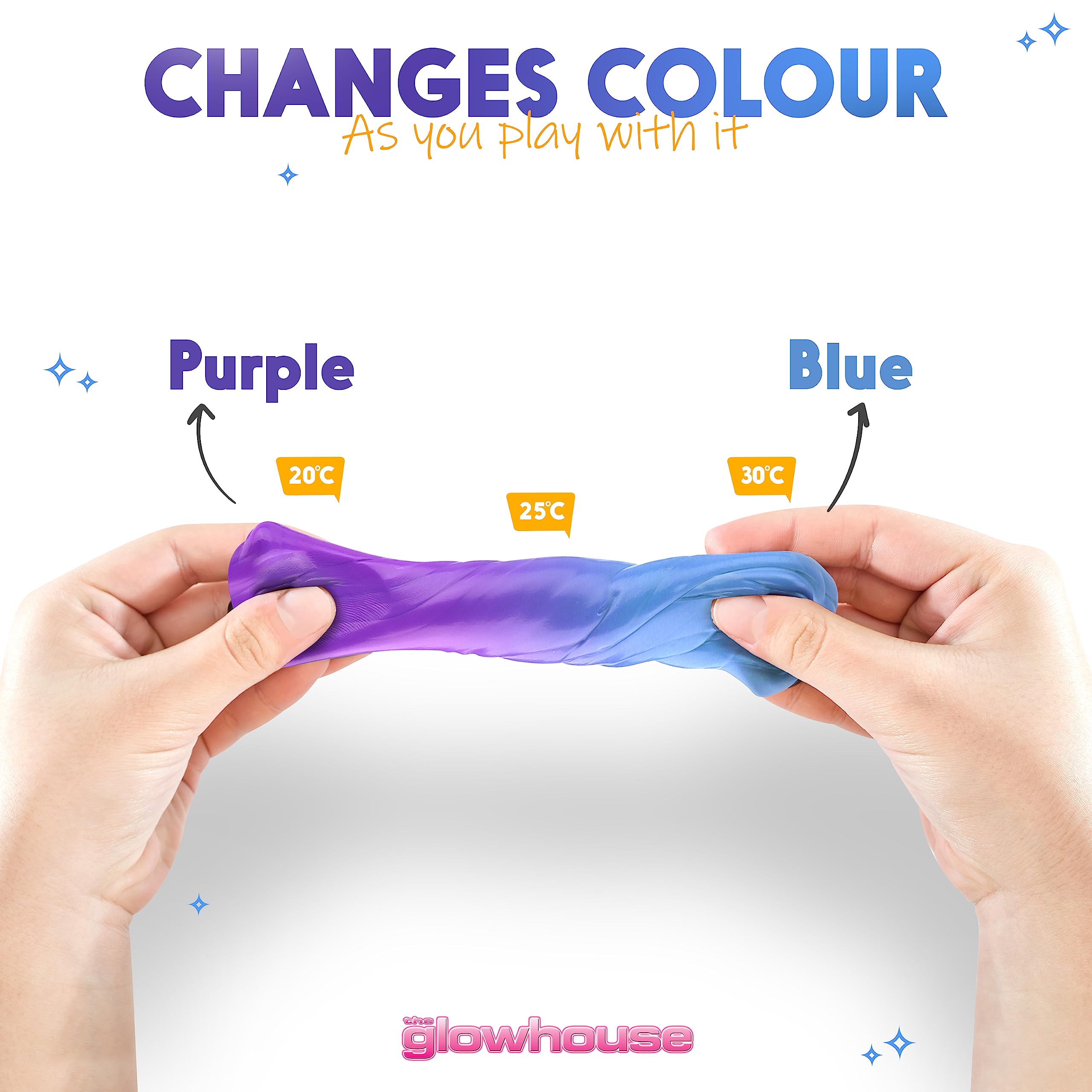 The Glowhouse färgskiftande smart slime kitt värmekänslig (Iridescent Indiglow)