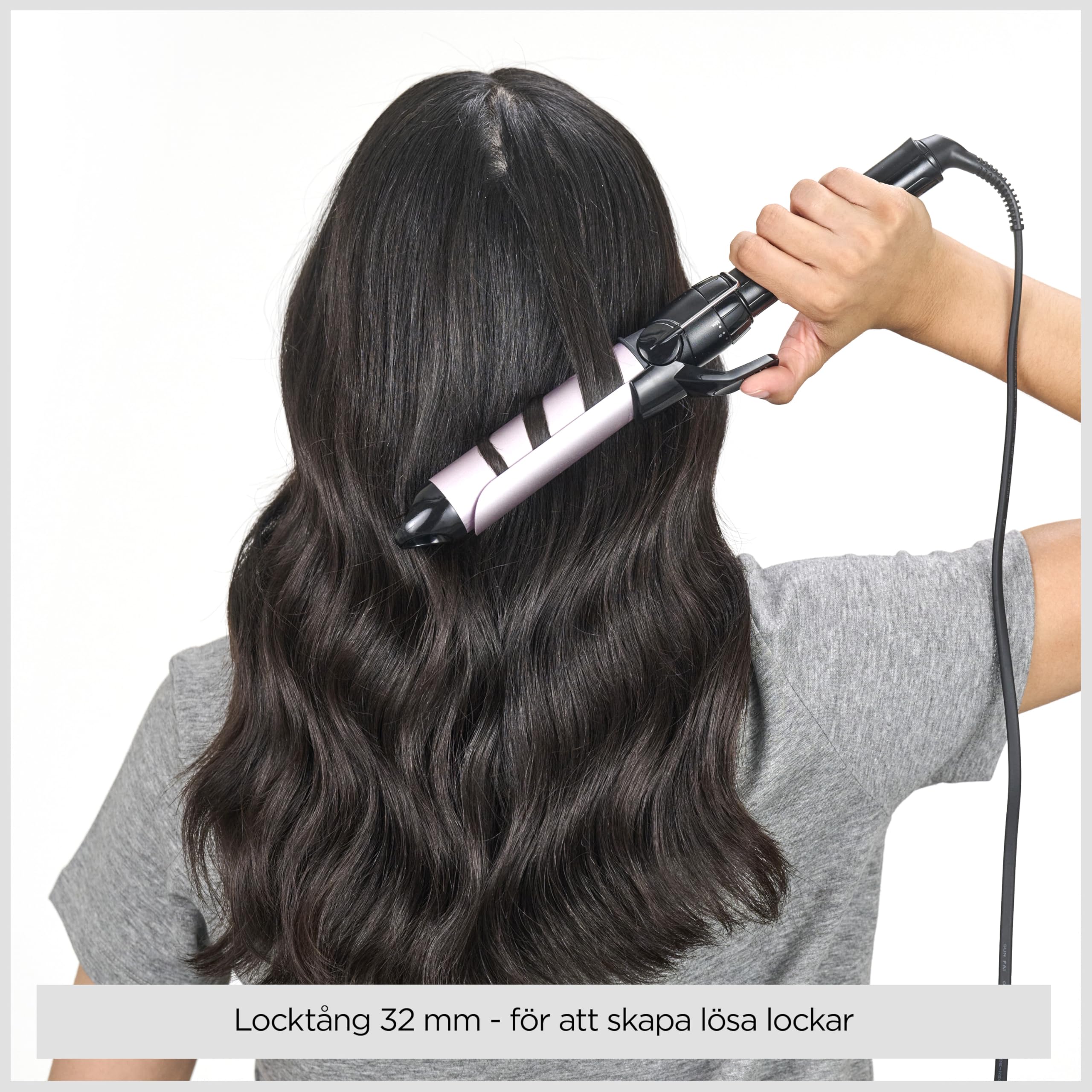 BaByliss 32 mm Locktång - Pro Satin Touch beläggning, 10 Värmeinställningar, Snabb Uppvärmning, Frissfria lockar, Integrerat stöd – Svart & Rosa, C332E