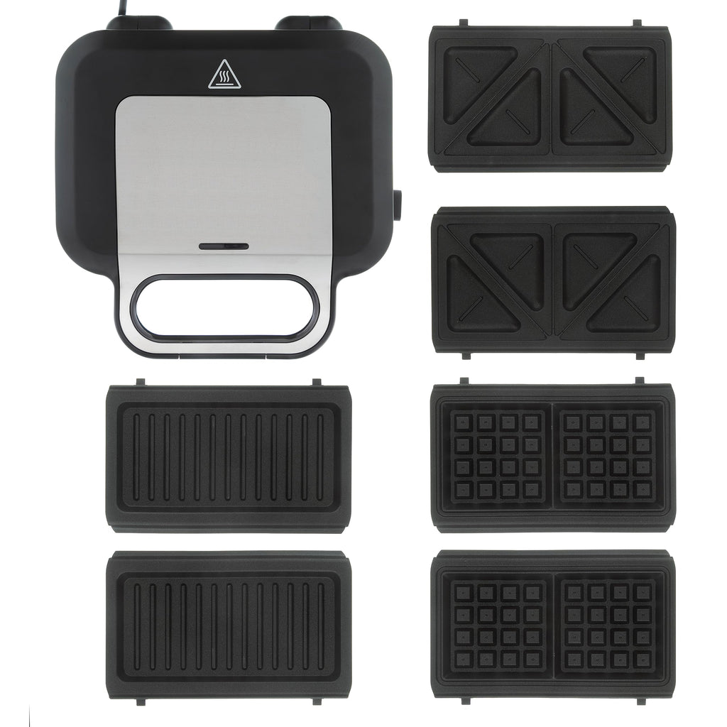 Russell Hobbs Smörgåsgrill 3-i-1 [smörgåsar, belgiska våfflor, grill] diskmaskinssäkra plattor, non-stick beläggning & extra djupa plattor, BPA-fri) 26810-56.