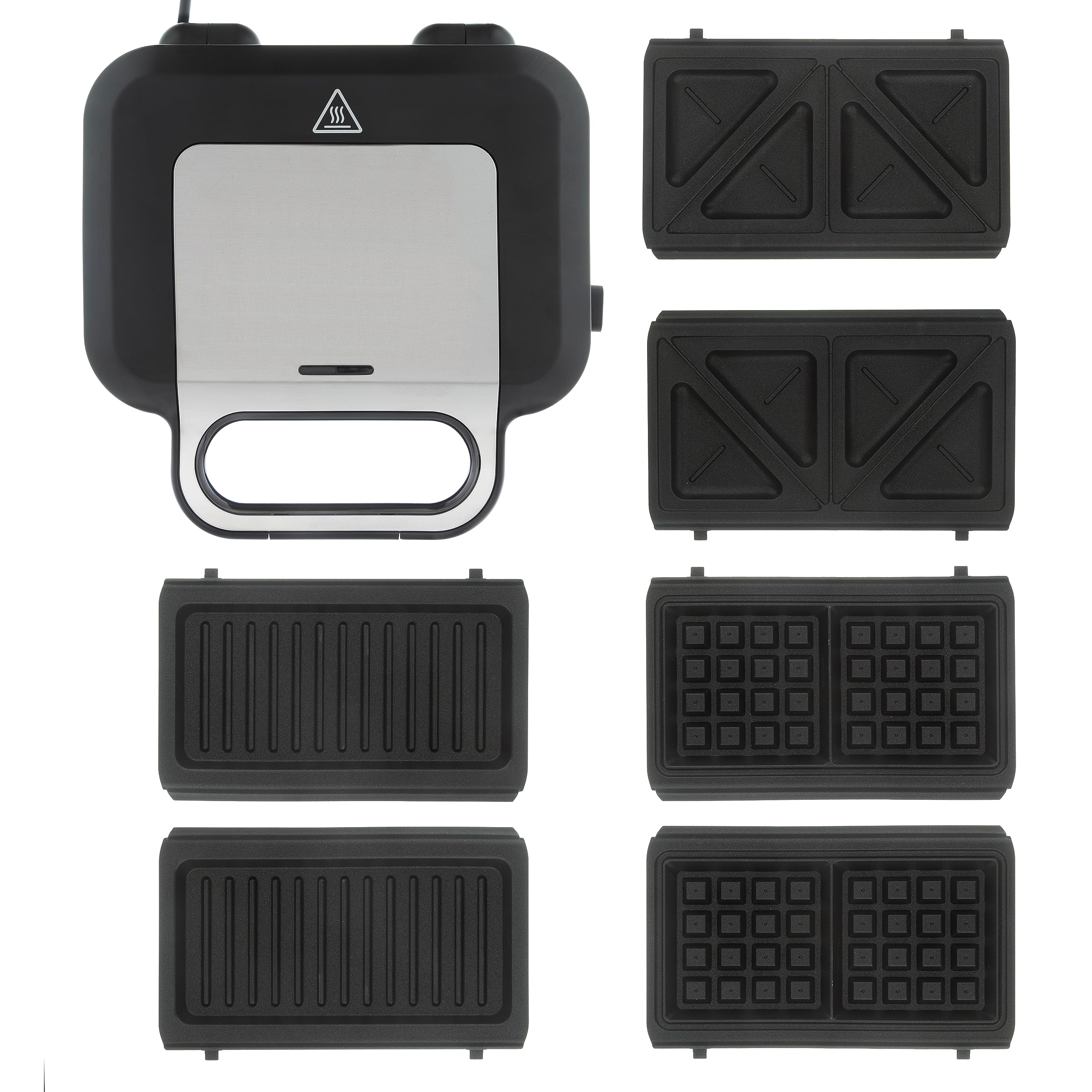 Russell Hobbs Smörgåsgrill 3-i-1 [smörgåsar, belgiska våfflor, grill] diskmaskinssäkra plattor, non-stick beläggning & extra djupa plattor, BPA-fri) 26810-56.