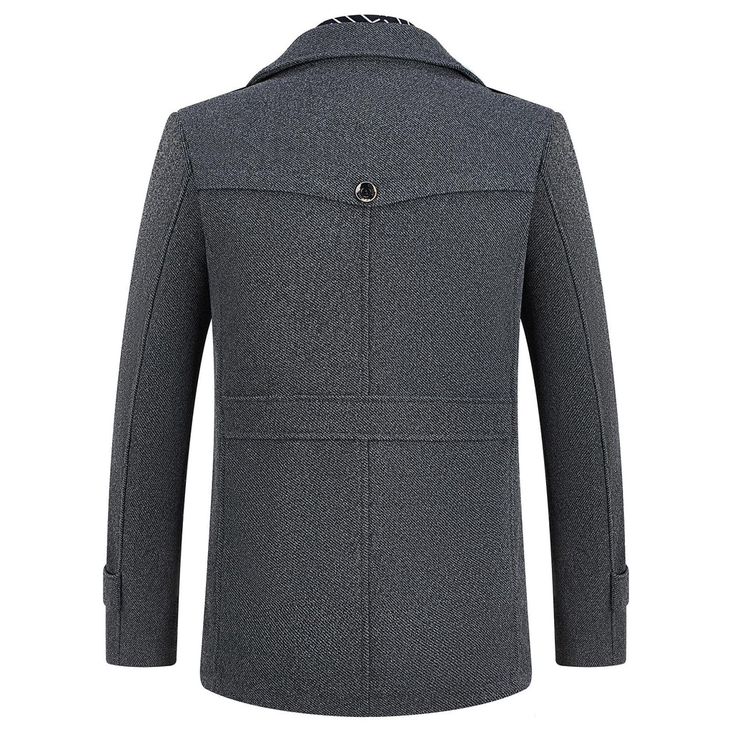 Ullkappa för män vinter varm trenchcoat herr tjock överrock business slim fit overcoat