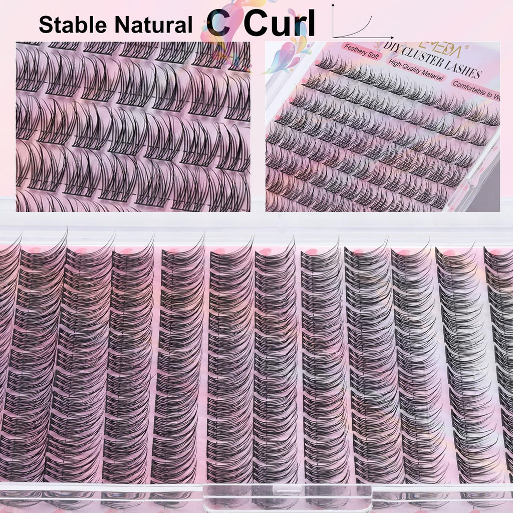 EMEDA Naturliga klusterfransar Manga 10mm 11mm 12mm 13mm mix DIY individuella fransförlängningar Mjuka och tunna klusterögonfransar med band Anime naturliga lösfransar (EME134 mix)