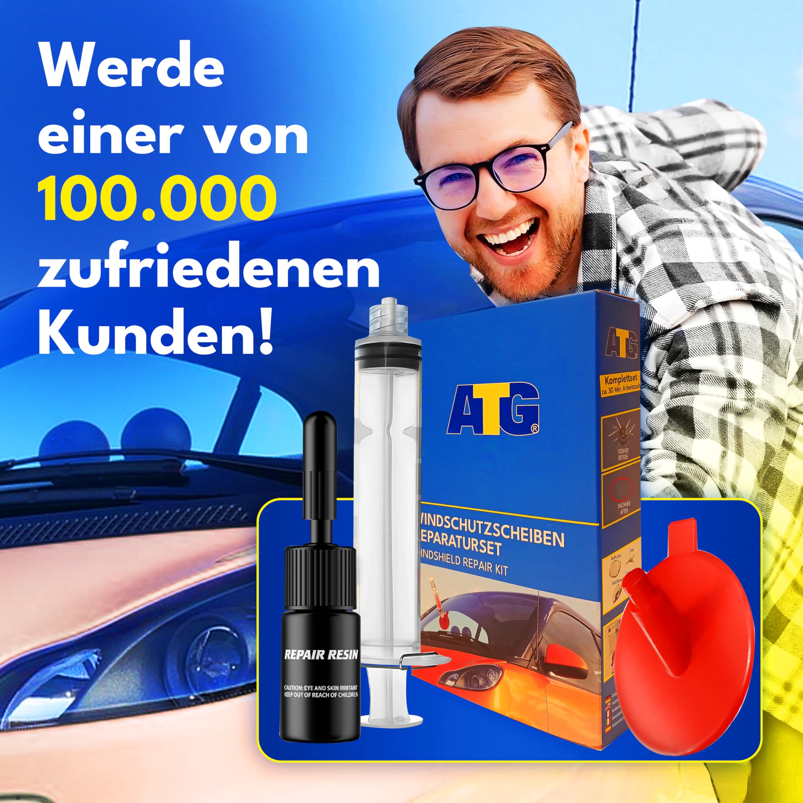 ATG Stenskottsreparation Vindruta Kit ATG116 – Reparera Stenskott & Sprickor, Vindrutereparationsset med Resin