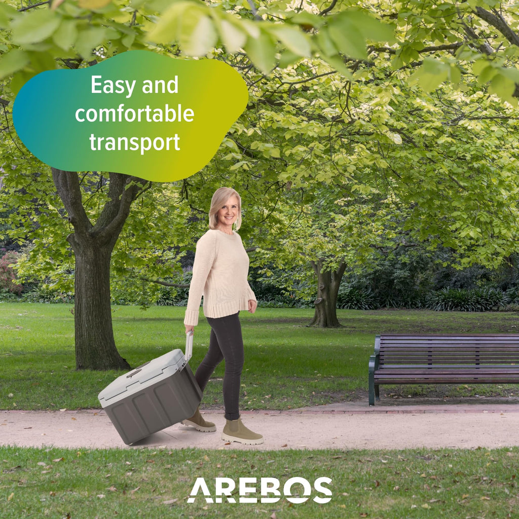 Arebos 40 liters kylbox | för kylning och varmhållning | minikylskåp | mobilt kylskåp med ECO-läge | 12/230 V för bil & uttag | elektrisk kylbox | kylväska | isolerad väska | antracit [energiklass E]