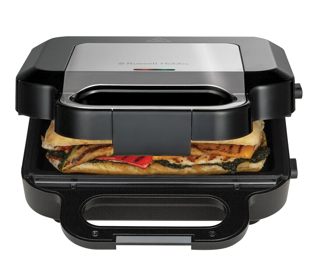 Russell Hobbs Smörgåsgrill 3-i-1 [smörgåsar, belgiska våfflor, grill] diskmaskinssäkra plattor, non-stick beläggning & extra djupa plattor, BPA-fri) 26810-56.