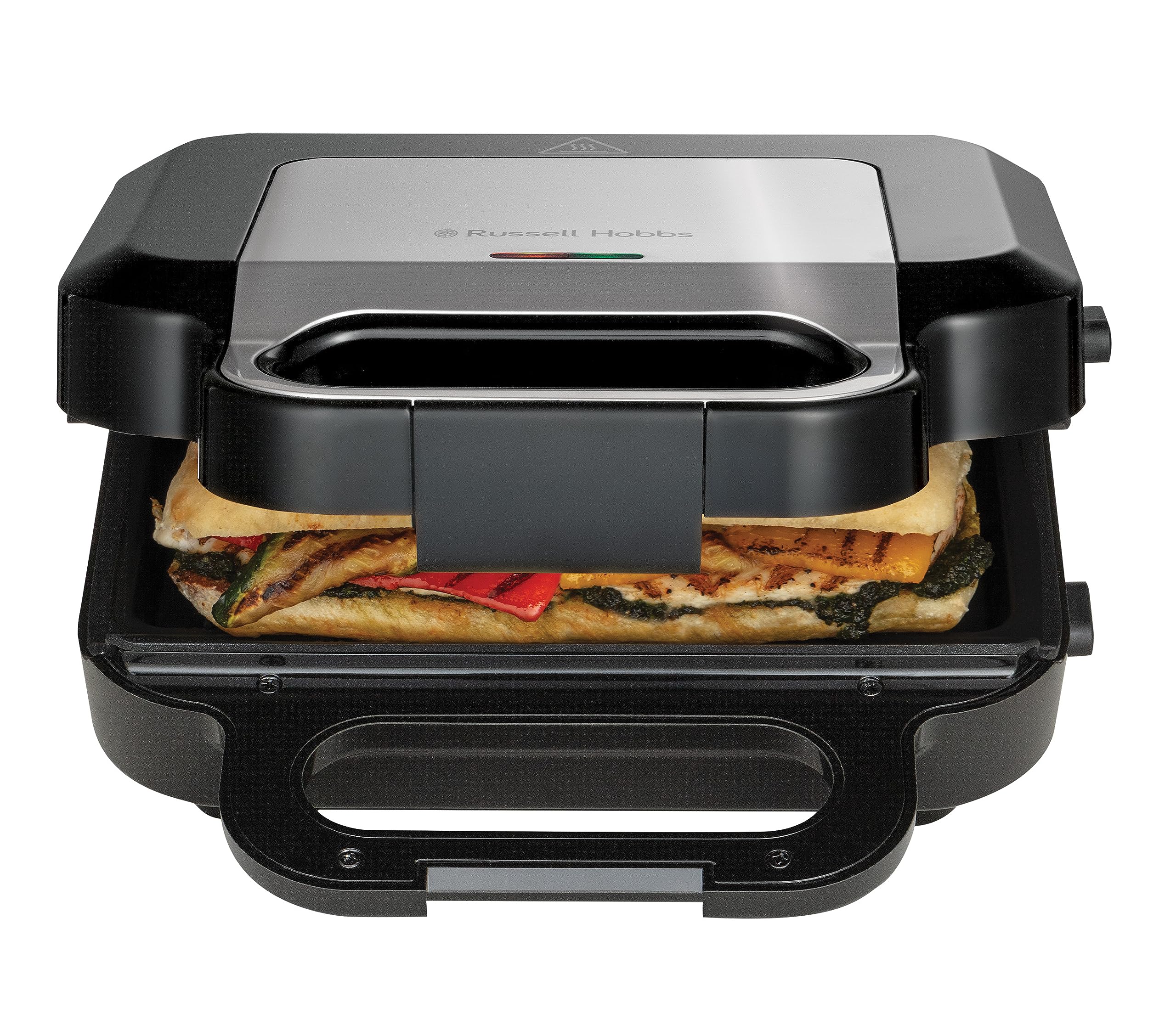 Russell Hobbs Smörgåsgrill 3-i-1 [smörgåsar, belgiska våfflor, grill] diskmaskinssäkra plattor, non-stick beläggning & extra djupa plattor, BPA-fri) 26810-56.