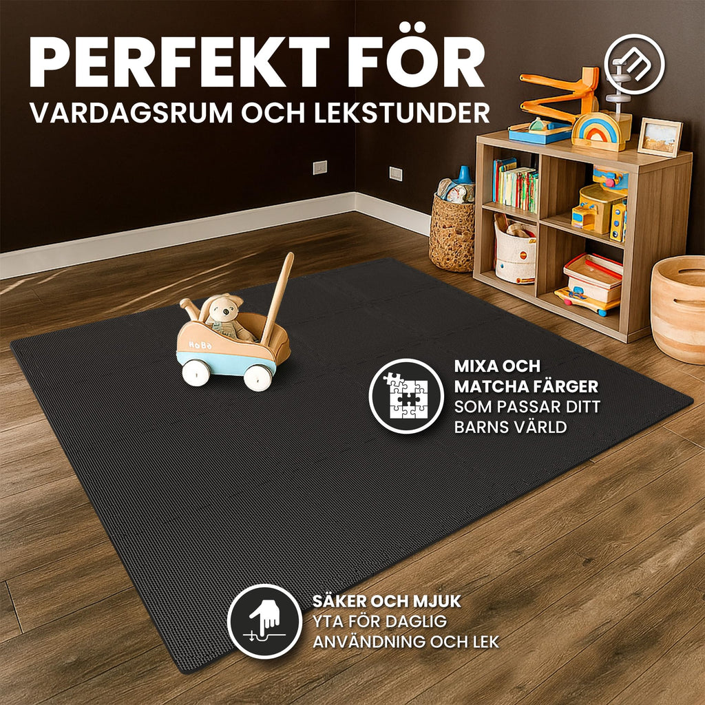 bemaxx Sammankopplande mjuka skummattor – 18 delar EVA gummikakelpussel Skyddsgolvset, ytskydd | Stora underlagsmattor - Simbassäng Gym Fitness Bodrum