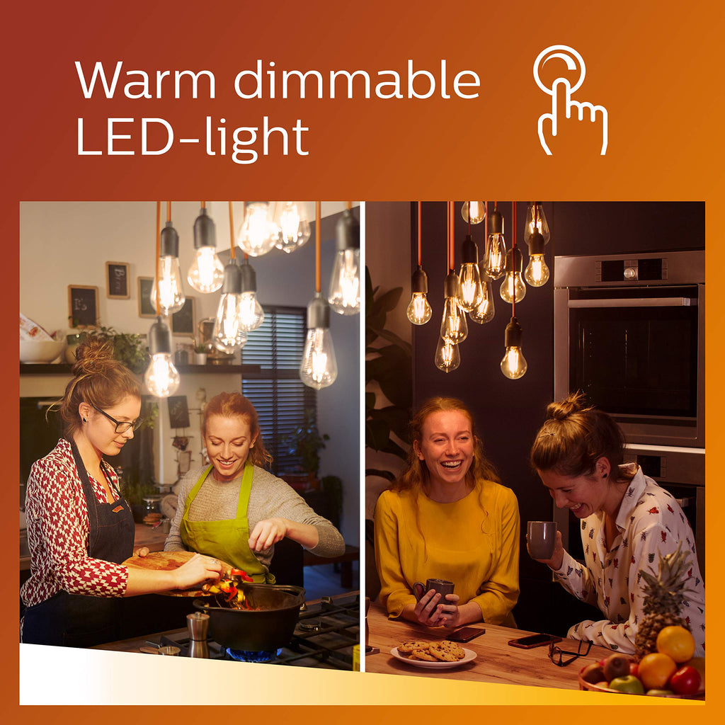 Philips Classic LED-ljuskälla, 50W, GU10, C90, varmvitt ljus, Warm Glow, 2000-2700 kelvin, 15 000 timmar, dimbar, 6-pack