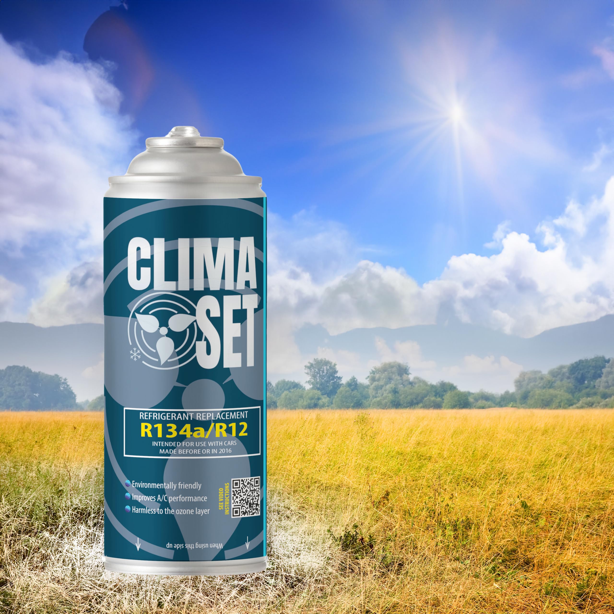 ClimaSet A/C Gas för billuftkonditionering - R134a-ersättning – för bilar 1994 till 2016 – Naturmedvetna – Giftfri – Korrosionsbeständig – 5 delar – 1400 g