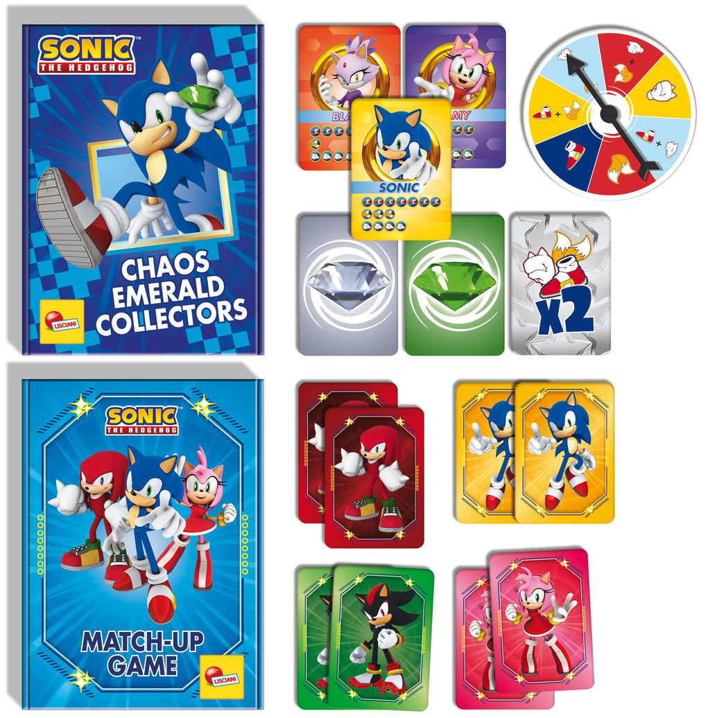 LISCIANI - SONIC - Ryggsäcksset med 2-i-1 kortspel Sonic - Resespel för barn från 6 år - 2 olika spel att spela i skolan - 2 eller fler spelare - Tillverkad i Italien