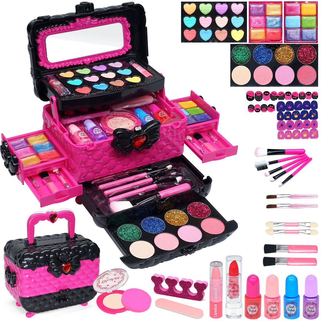 Kids Girls Makeup Set 57 Pieces Makeup Bag Toys Halloween Christmas Birthday Gifts for Girls 4 5 6 7 8 9 10-12 Years