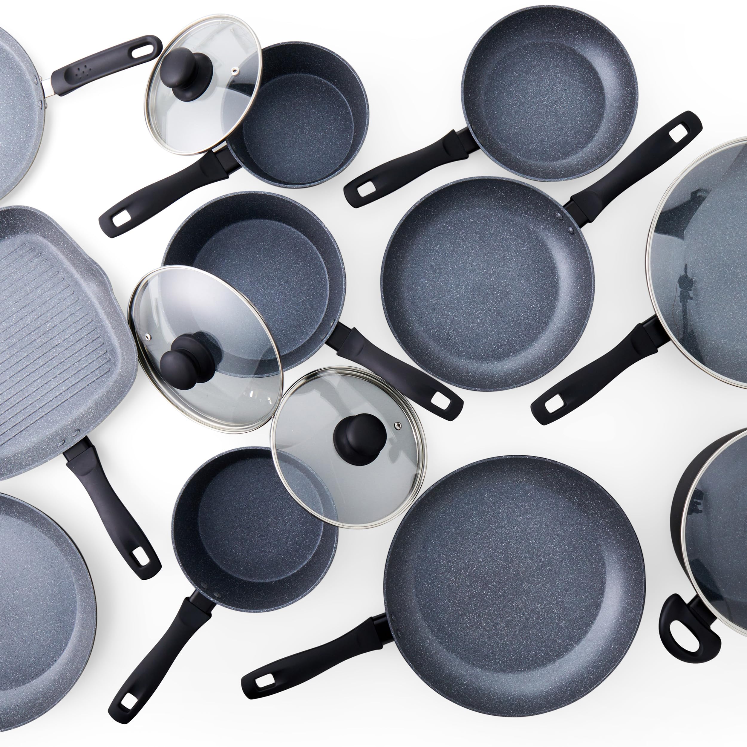 Russell Hobbs RH02852EU7 metallisk marmor crepe och pannkaka stekpanna – 25 cm/9,8 tum non-stick platt stekpanna för omelett, chapati, roti, induktionshäll lämplig, mjukt grepphandtag, smidd aluminium