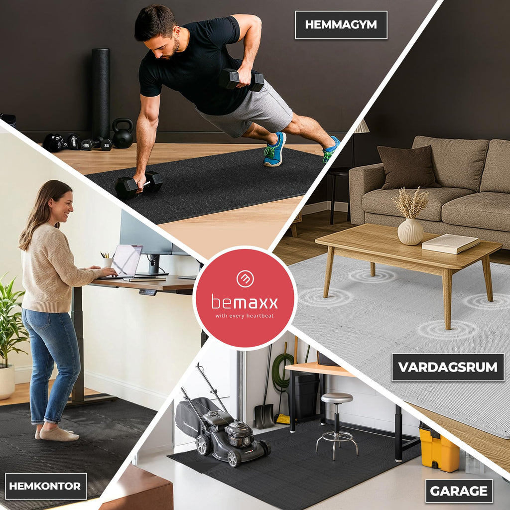 bemaxx Sammankopplande mjuka skummattor – 18 delar EVA gummikakelpussel Skyddsgolvset, ytskydd | Stora underlagsmattor - Simbassäng Gym Fitness Bodrum