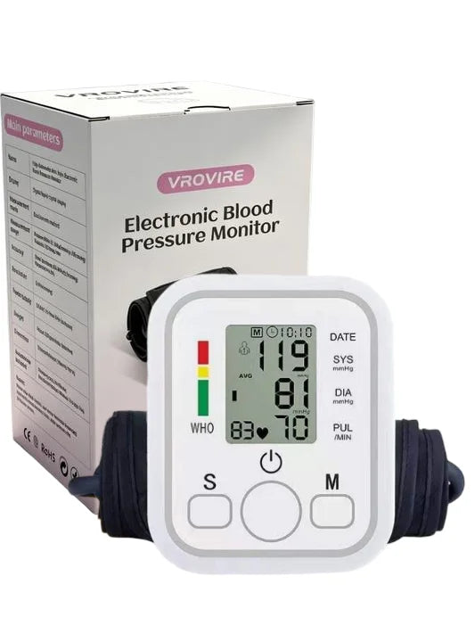 Upper Arm Blood Pressure Monitor Automatic Digital Heart Rate Pulse Meter Sphygmomanometer