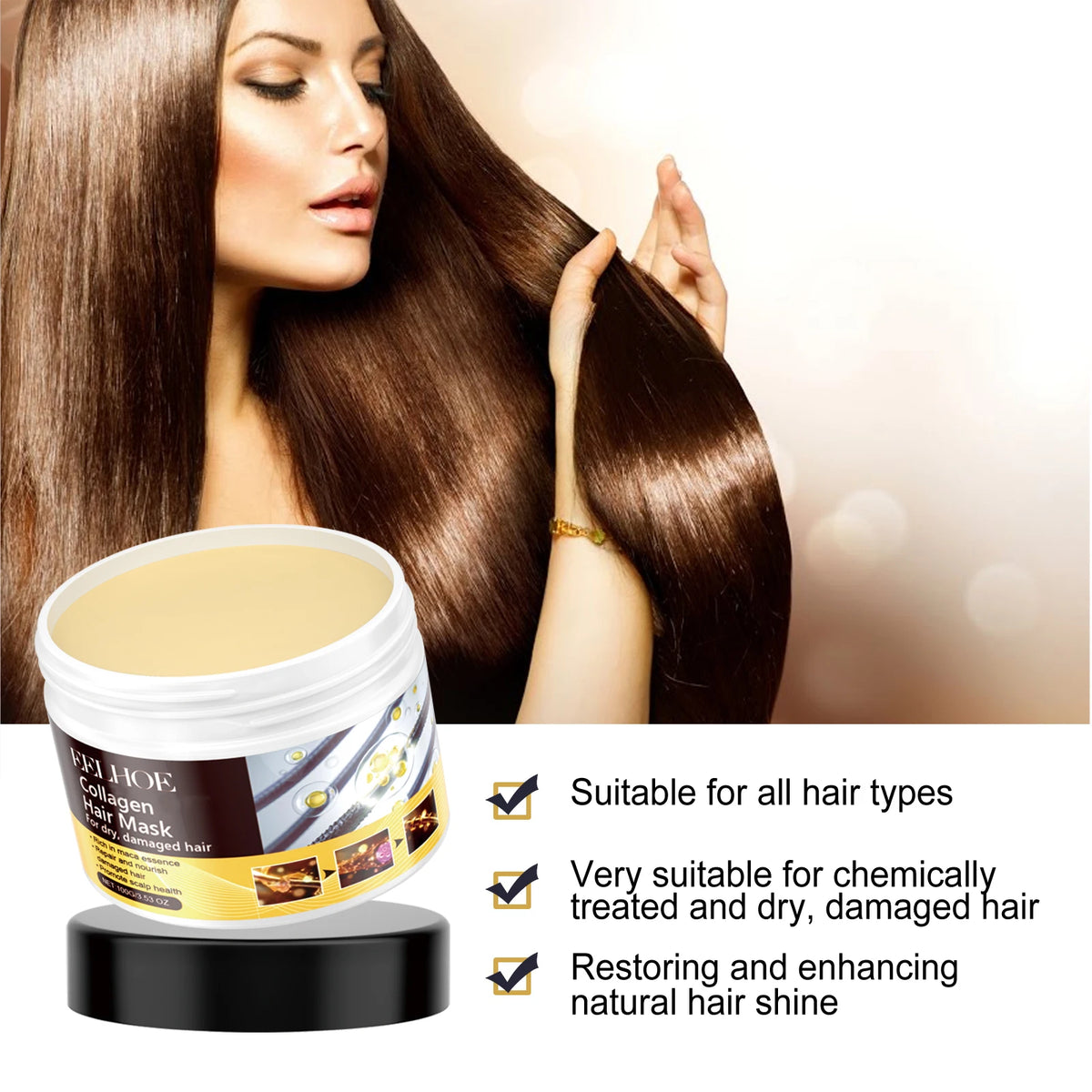 EELHOE Collagen Hair Mask Reduce Dryness Nourishing Repair Damaged Hair