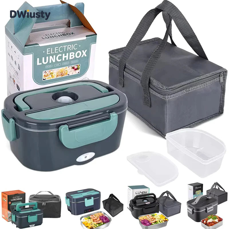 DWiusty 2-in-1 electric lunch box leak-proof portable food warmer 1.5/2/2.5 L microwave lunch box with stainless steel container