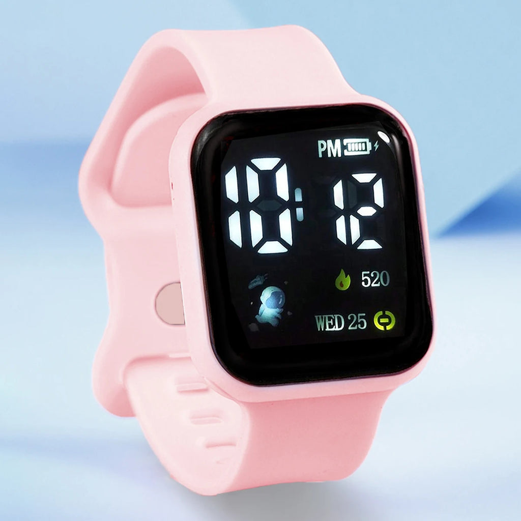 10-Piece Set, Cute Pink Led Electronic Watch