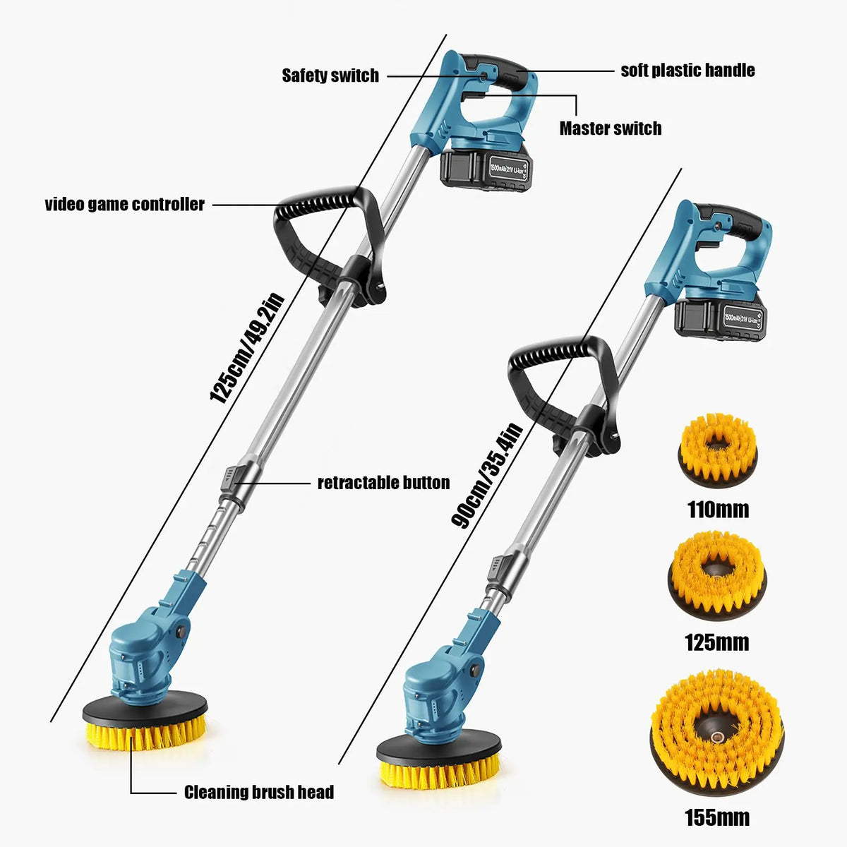 800W Floor Cleaning Machine Cordless Spin Scrubber Telescopic Electric Multipurpose