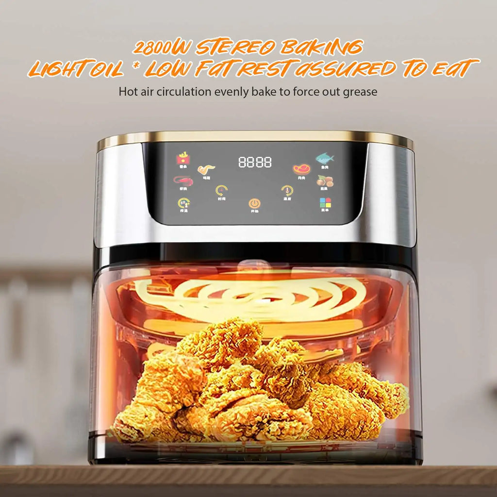 12L Large Capacity Air Fryer Toaster Oven LED Touch Screen Large Visual Window Accessories Included High Hot Air Circulation