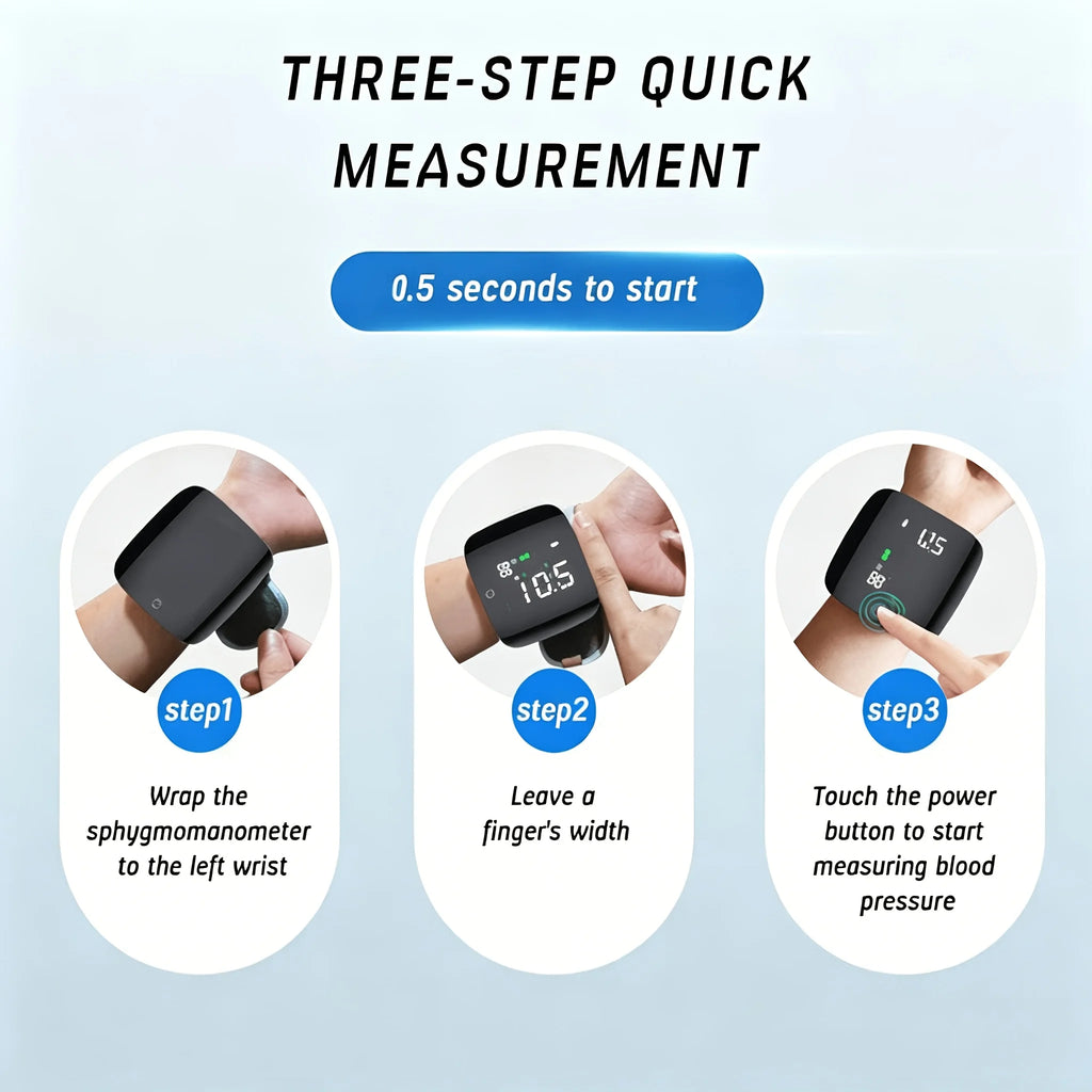 Wrist Blood Pressure Monitor Digital BP Machine with Large LED Display Voice Broadcast