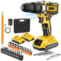 21V Cordless Electric Impact Drill Electric Screwdriver 25+3 Torque Compact Hand Drill Rechargeable Battery Electric Tools