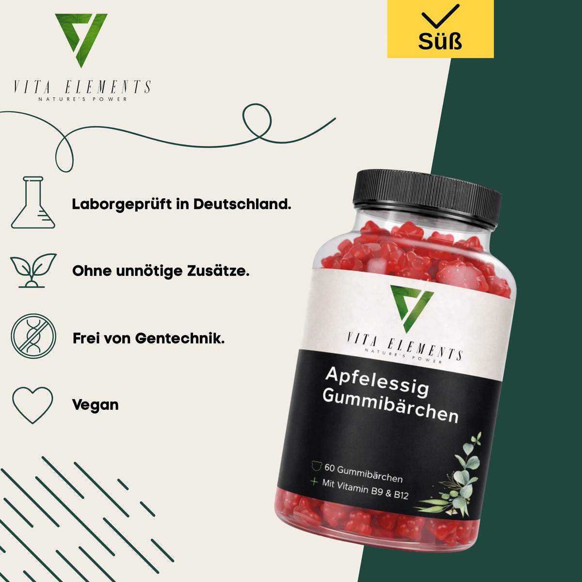 Apple Cider Vinegar Gummy Bears | Lab-tested in Germany | Dietary Supplement