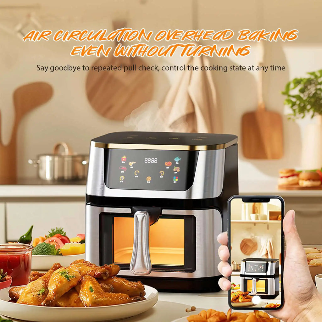 12L Large Capacity Air Fryer Toaster Oven LED Touch Screen Large Visual Window Accessories Included High Hot Air Circulation