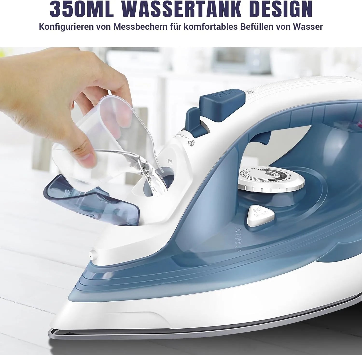 5-Temperature Steam Iron 350ml Large Water Tank Spray + Self-Cleaning Dual Auto Shut-Off Home Ironing Machine