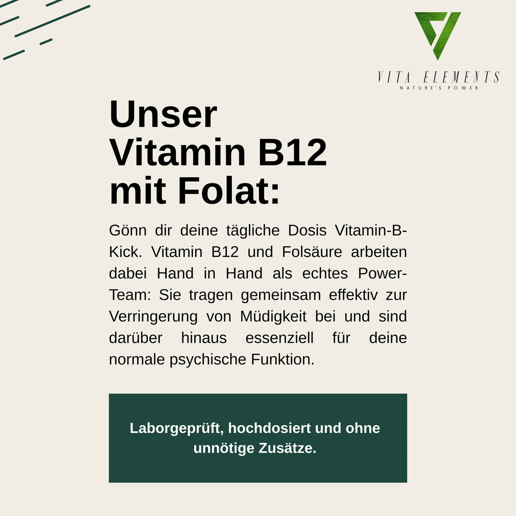 Vitamin B12 with folate tablets | Laboratory tested in Germany