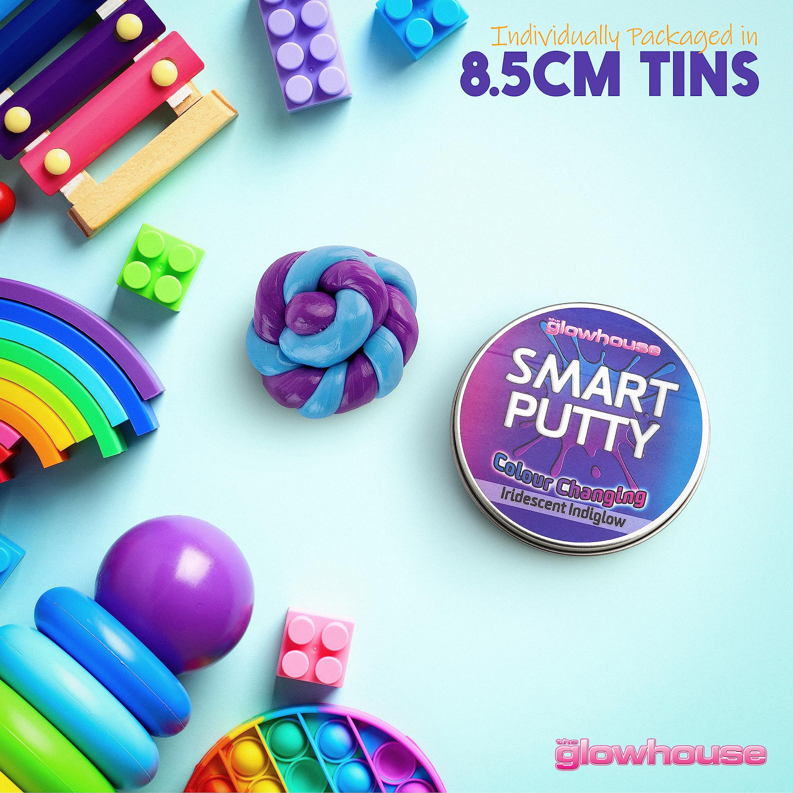 The Glowhouse färgskiftande smart slime kitt värmekänslig (Iridescent Indiglow)