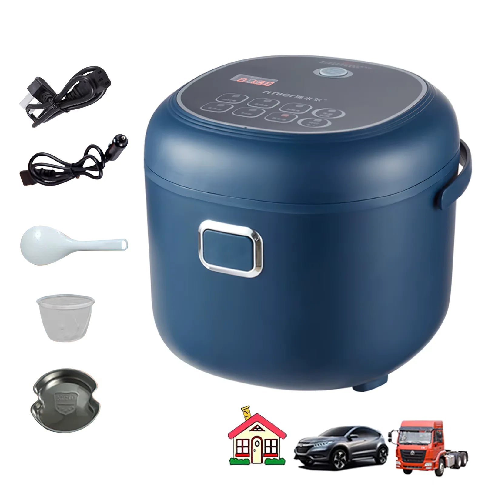 12V 24V 220V 2L 200Wcar Home Rice Cooker Van Car Rice Cooker For Car and Truck Carrying Electric Rice Cookers for 1-3 People