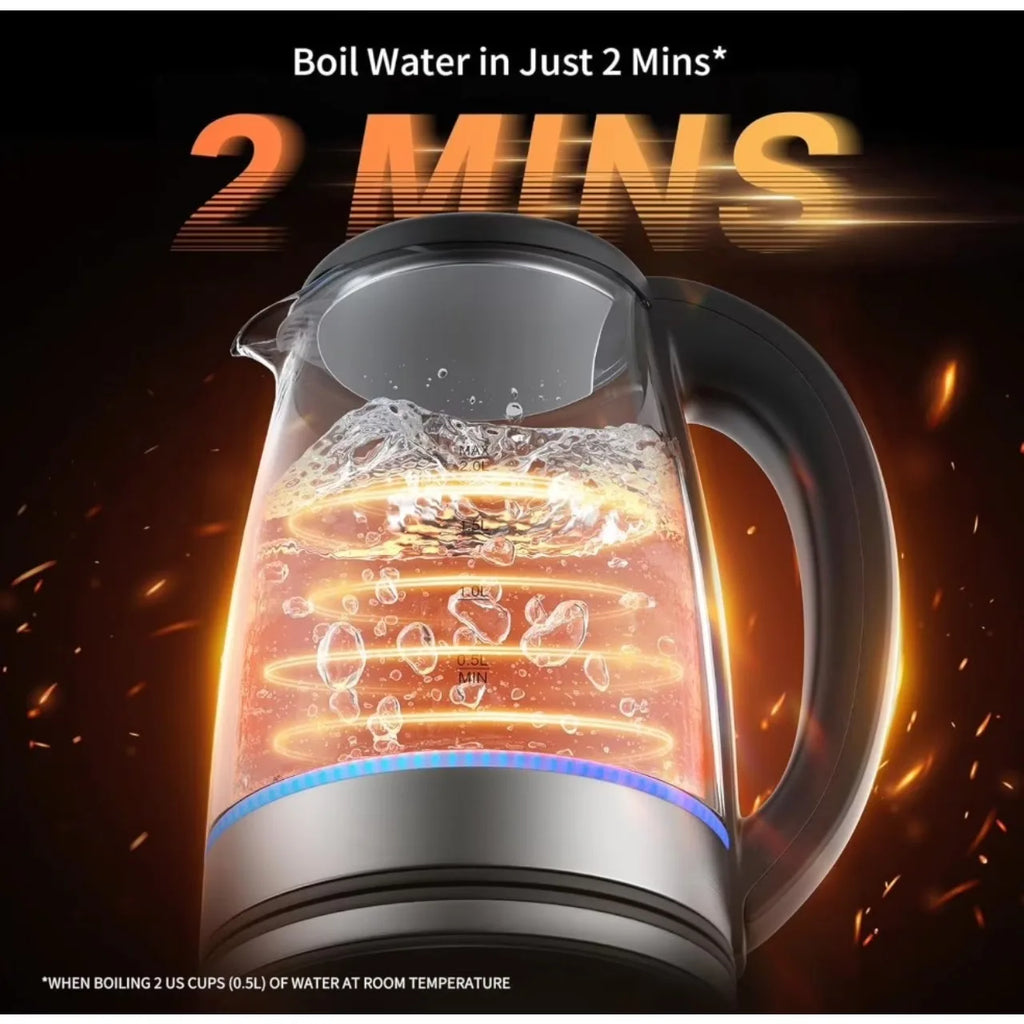 2L Glass Electric Kettle, 220W Fast Boil