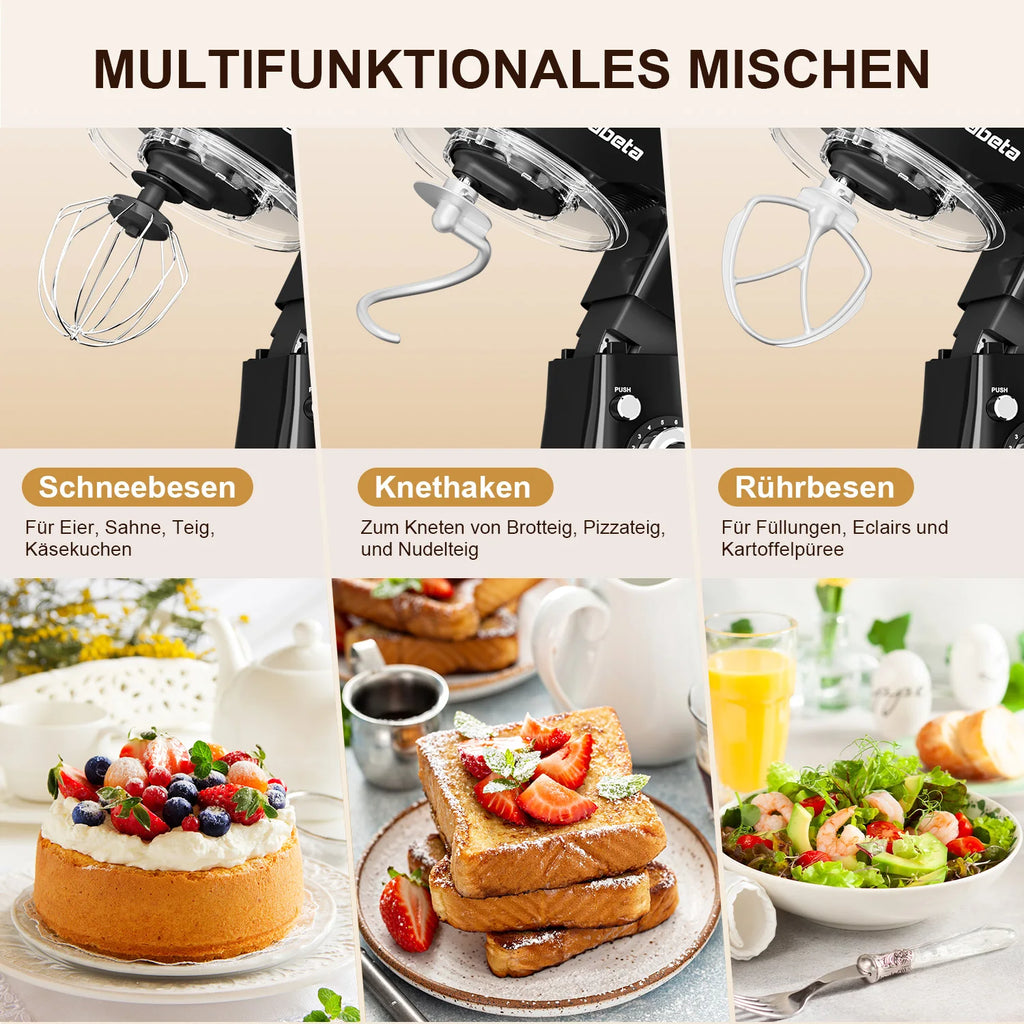 5.5L Electric Stand Mixer, 1000W, 11 Speeds, 3-in-1(Whipping, Kneading & Mixing), Non-Slip Feet, Safety Lock, for Baking/Gift