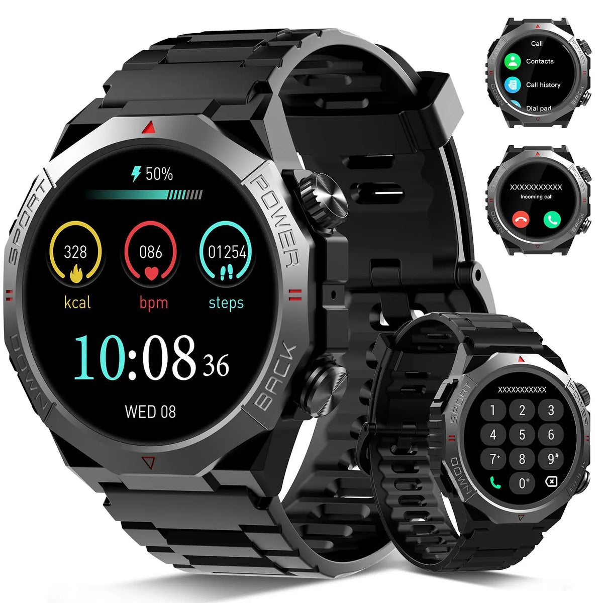 Smart Watch for Men 1.39" HD Touchscreen, IP68 Waterproof Military Smartwatch