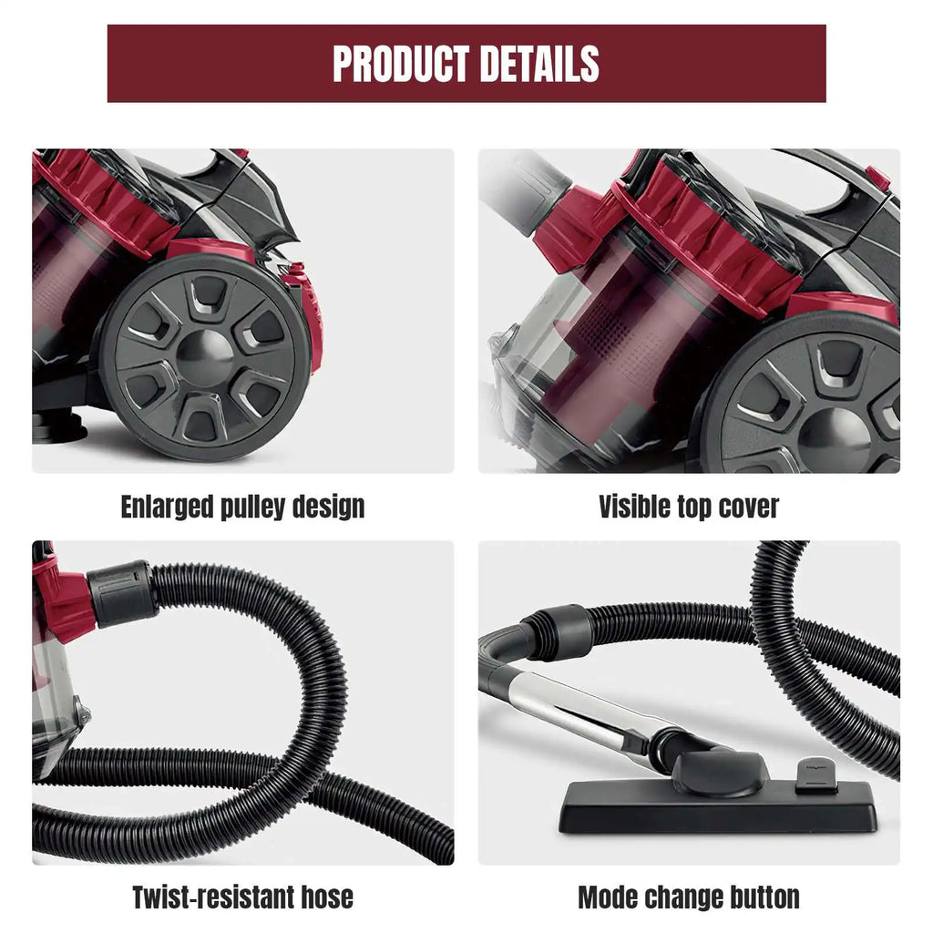 2600W 1.5L High-Efficiency Canister Vacuum