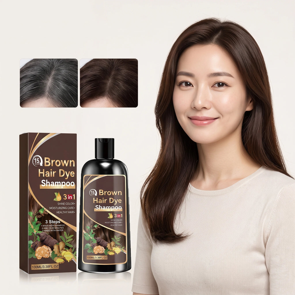 100ML Herbal Brown Hair Dyeing Shampoo Nourishing Scalp Repairing Damaged Hair