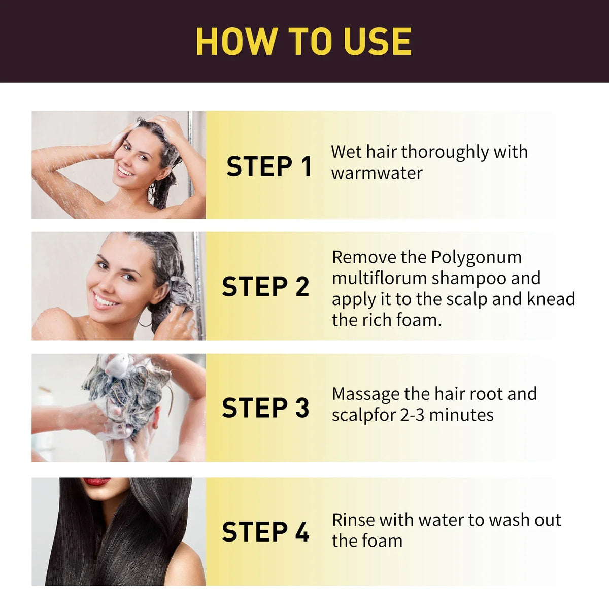 EELHOE Black Hair Dye Shampoo 3 in 1 Growth Clean Hair Darkening Deep Nourishing