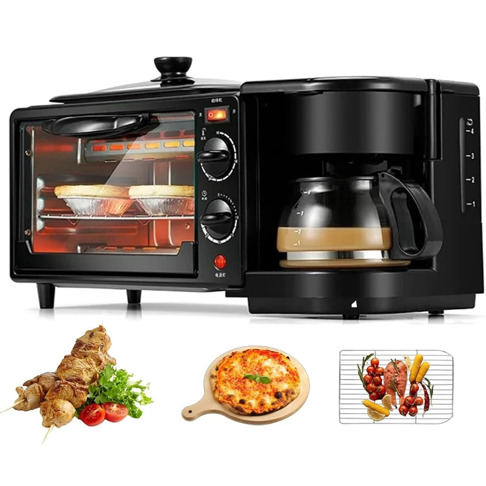 Breakfast Station Multifunctional Toaster Oven Station Coffee Maker for Making Coffee Sandwiches Cake 3 in 1 expediency