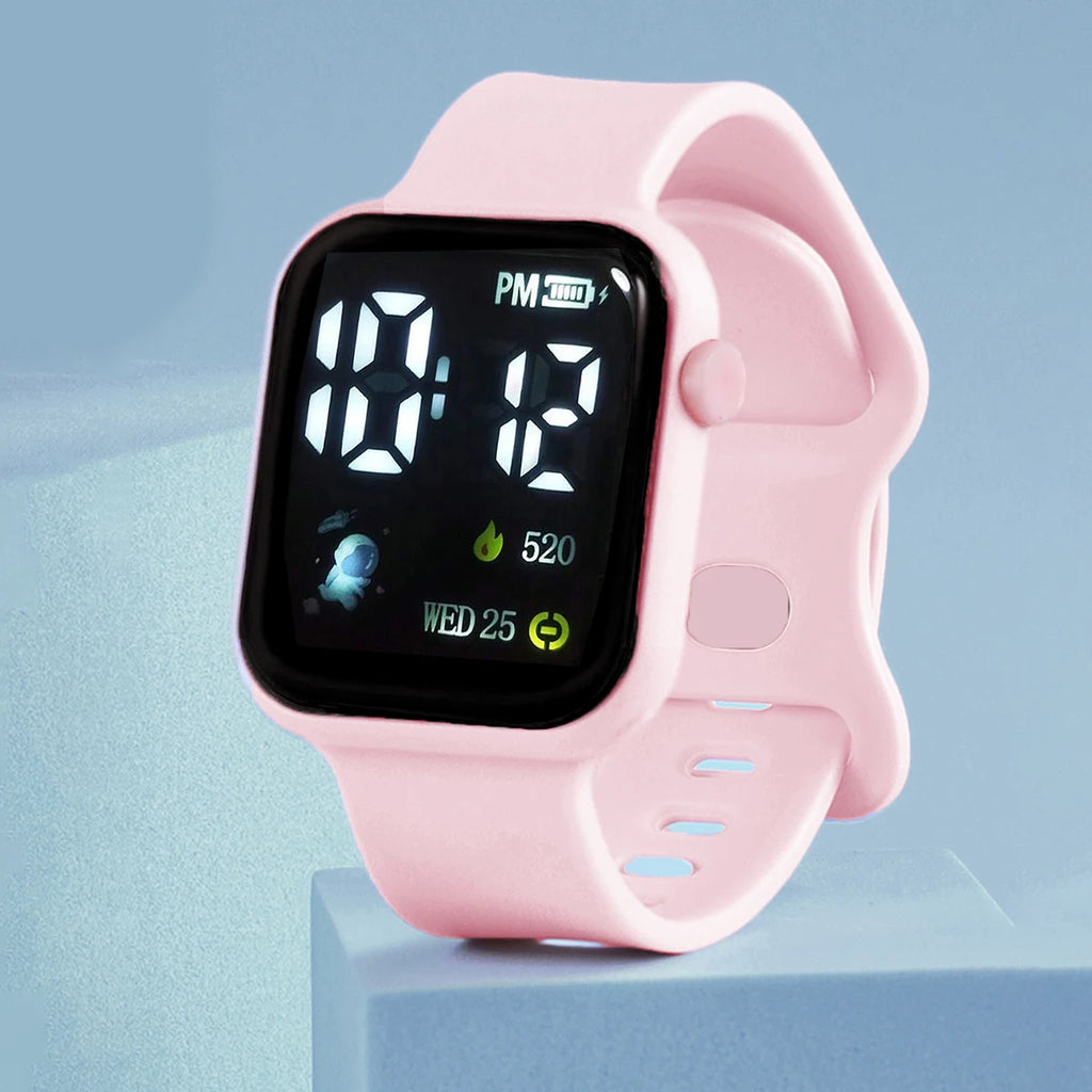 10-Piece Set, Cute Pink Led Electronic Watch