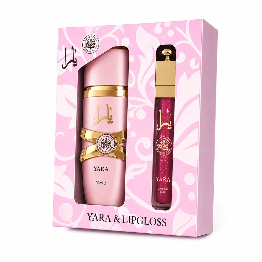 Yara perfume 30ml + lip Gloss 4ml Vanilla Musk Floral fruity Gourmand Set for Women