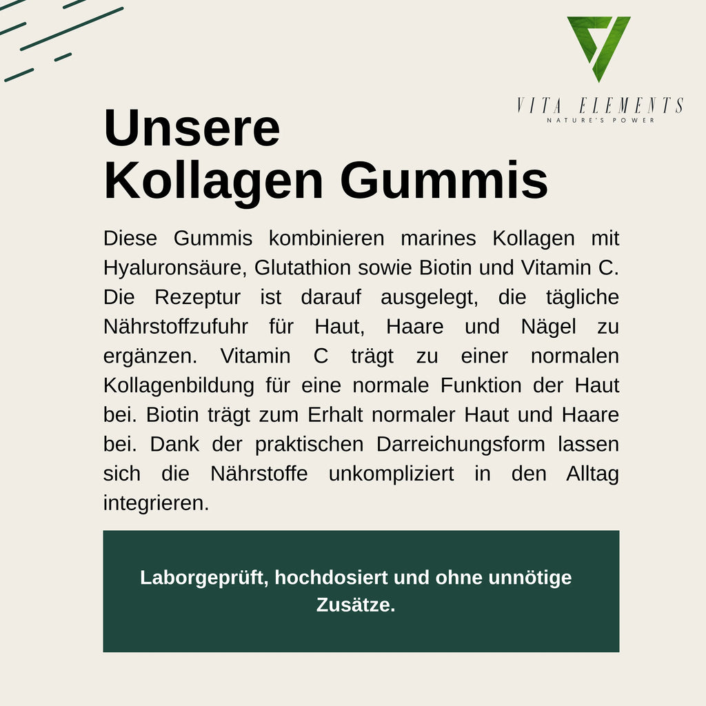 Collagen gummy bears | Lab-tested in Germany | Non-GMO | Dietary supplement | Gluten-free | With biotin and vitamin C | With marine collagen | Fruity taste | 60 gummy bears