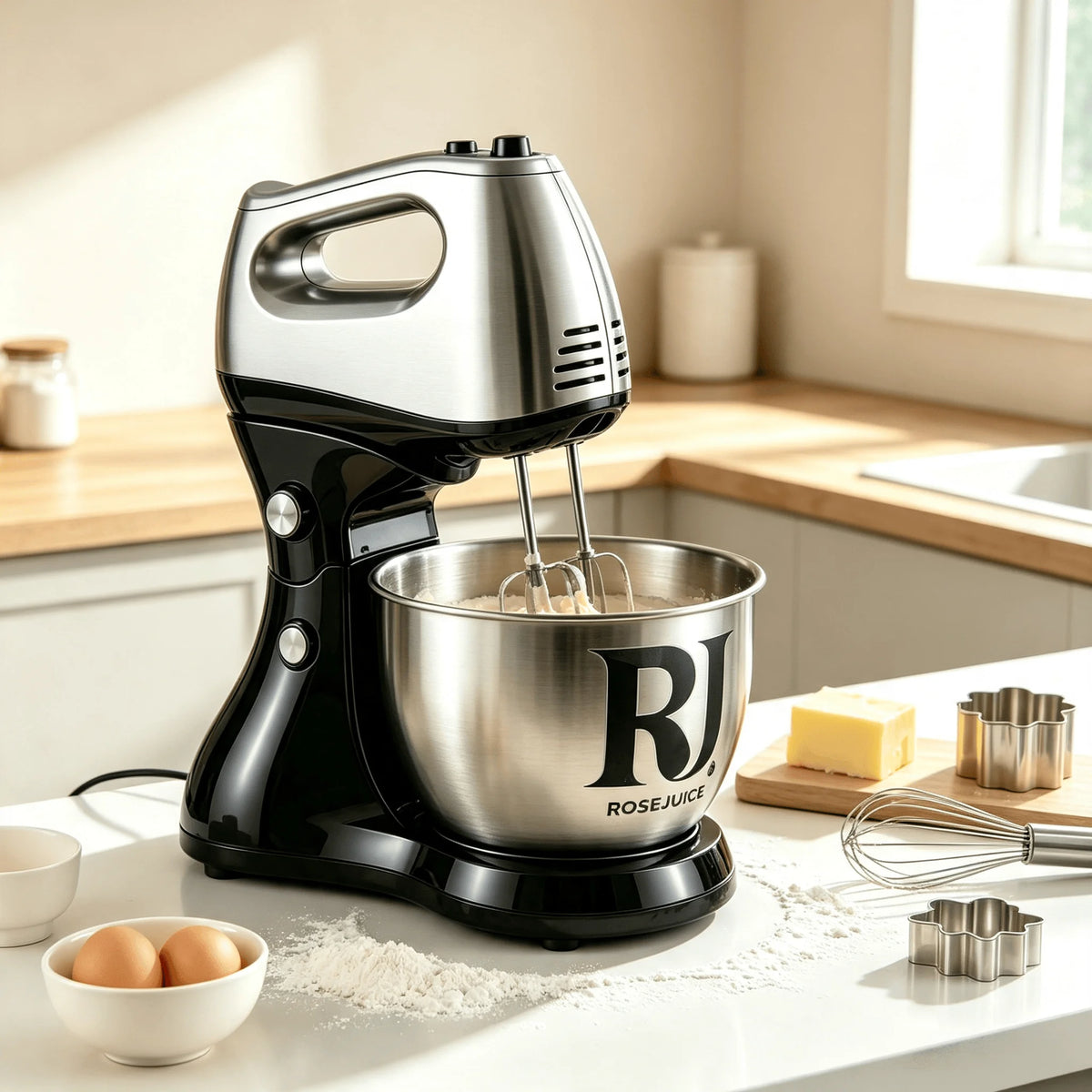 Premium Stand Mixer with Stainless Steel Bowl, 2-in-1 Hand & Stand Mixing Machine
