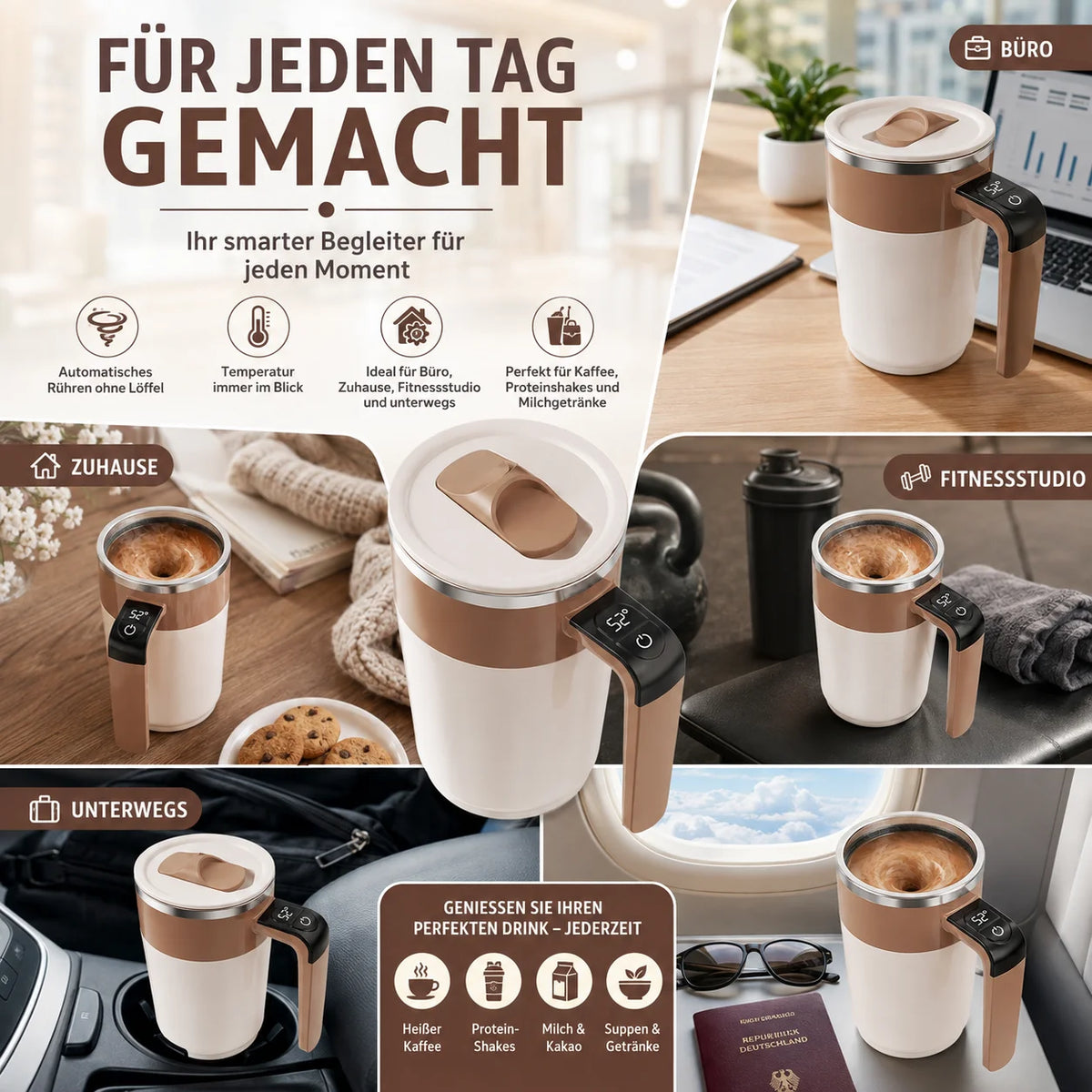 Rechargeable Battery Magnetic Automatic Protein Coffee Milk Mixer Stirring Cup