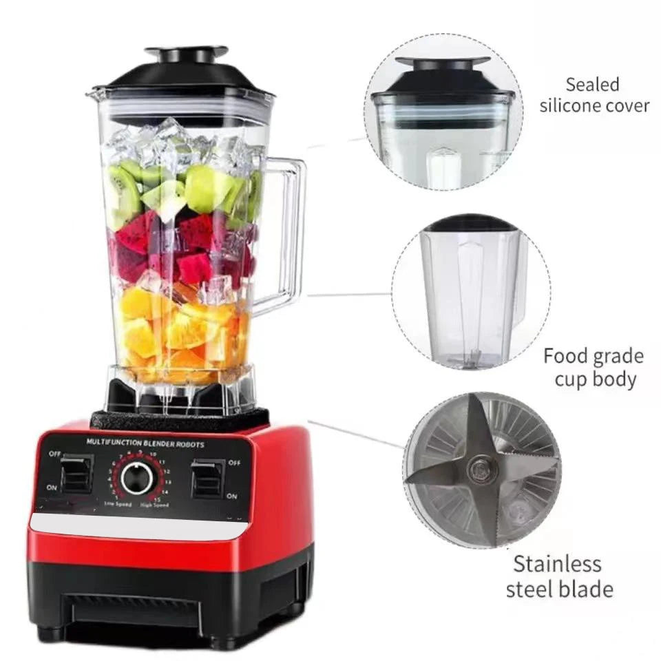 2-in-1 2000W Blender & Food Processor, 2L Smoothie Maker with Stainless Steel Blades for Ice Crush & Juice, Kitchen Mixer