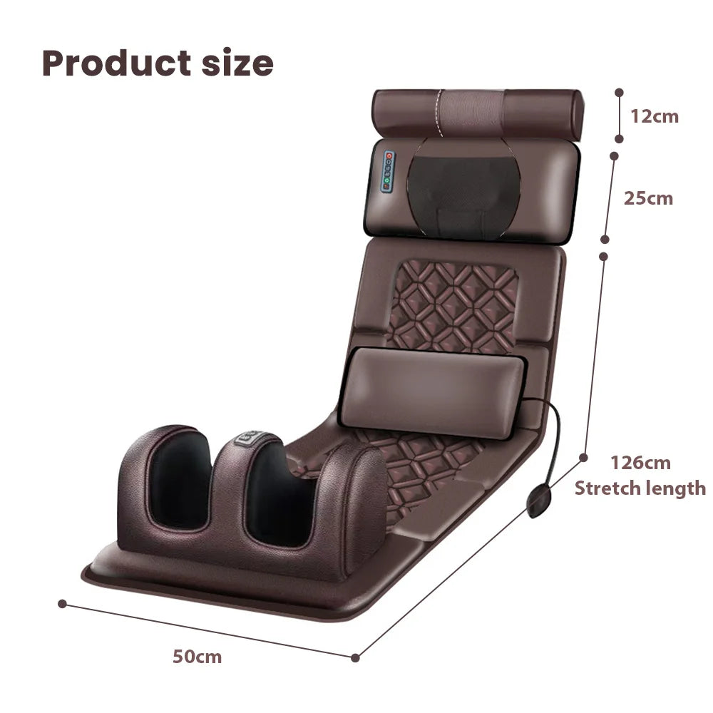 Full Body Electric Massage Mat 10 Motors with Heat, 3-Level 5 Modes.