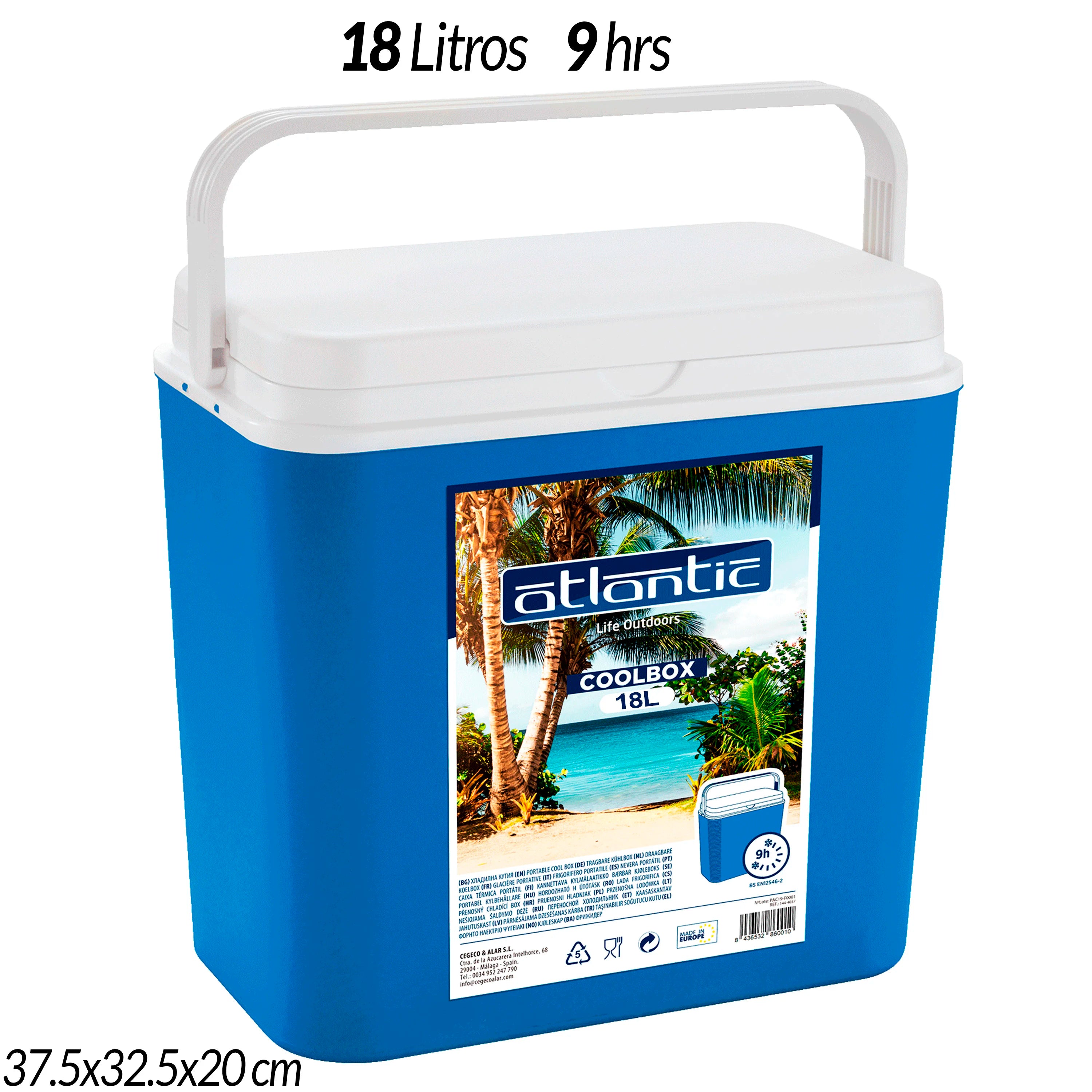 Camping or Beach Refrigerator 10, 18, 24 and 30 Liters Coolbox Original Refrigerates and Keeps Drinks and Food for up to 6 to 9 Hours Portable Thermal Box for Soft Drinks, Beer or Water