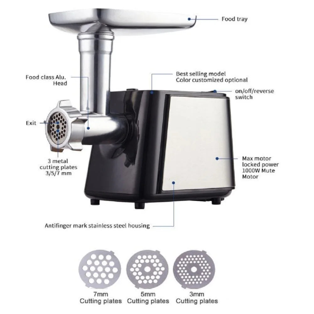 Electric Meat Grinder Powerful Max 2800W Heavy Duty Meat Mincer Sausage Grinder Stainless Steel Food Processor Sausage Stuffer